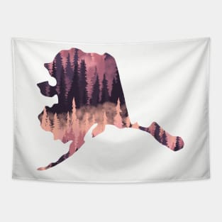 Alaska Shaped Purple Trees Tapestry