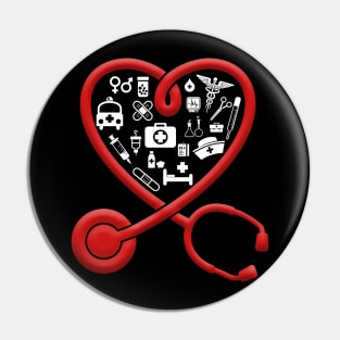 Nurse Valentine_s Day Heart Stethoscope Pin