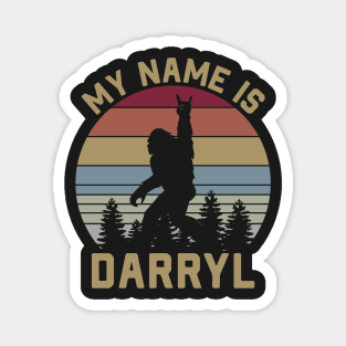 My Name Is Darryl, Funny Sasquatch Design, Bigfoot Retro Sunset Magnet