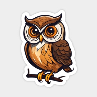 Nocturnal Enigma: Little Owl Illustration Magnet