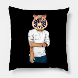 Man tiger head be like a tiger Pillow