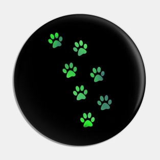 Green Watercolour Paw Prints Pin