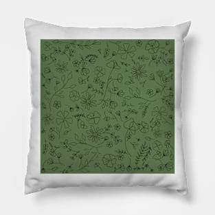 Floral Pattern in Green Pillow