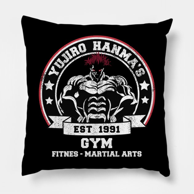 Yujiro Hanma’s GYM Distressed Pillow by Unfluid