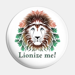 Lionize Me! - Lion Head With Oak Leaves Pin