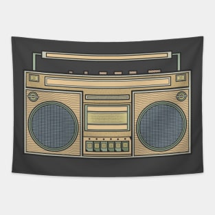 Yellow Vintage Boombox Tapestry