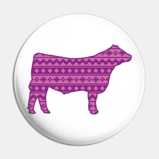 Show Steer Livestock with Pink Southwest Pattern Pin