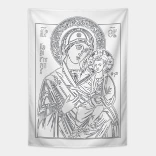 Icon of Virgin Mary and Jesus (white background) Tapestry