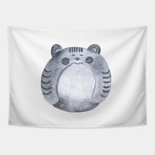 Cute Fluffy Cat in Grayscale Tapestry