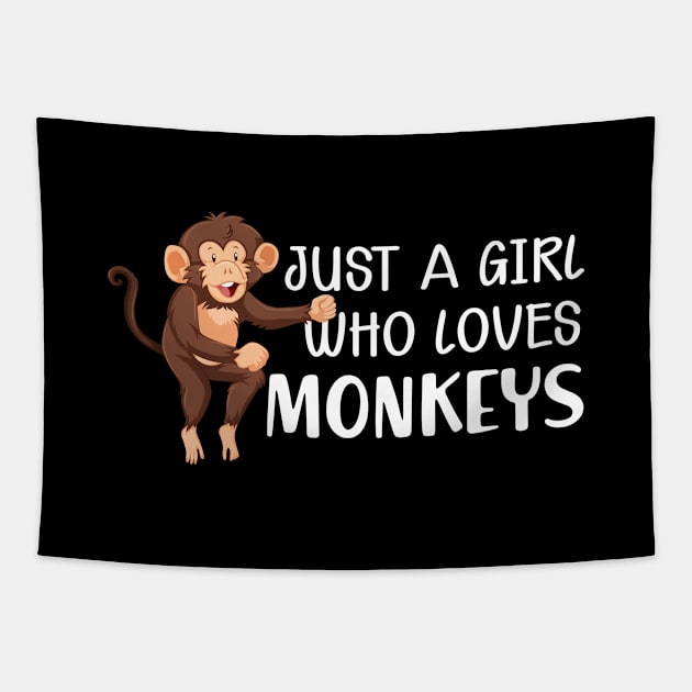 Monkey Girl - Just a girl who loves monkeys Tapestry by KC Happy Shop