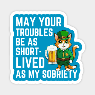 Cat with Beer Funny St Paddy Design Magnet