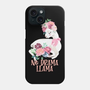 No Drama Llama - Llama With Flowers Phone Case