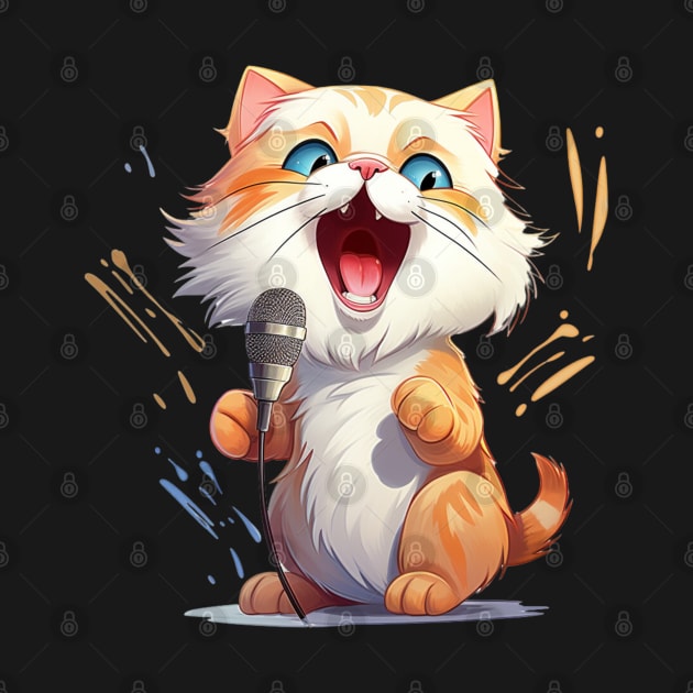 Funny Singing cat in cartoon style by NatashaCuteShop