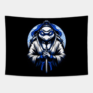 Great Turtle Samurai Blue Tapestry