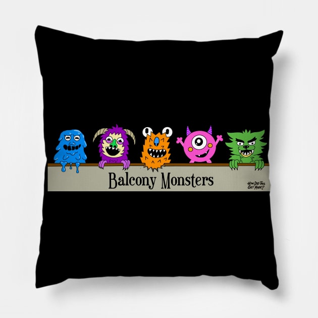 The Balcony Monsters Pillow by Charissa013