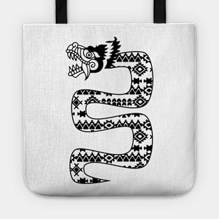 Aztec pattern snake dragon black Tote