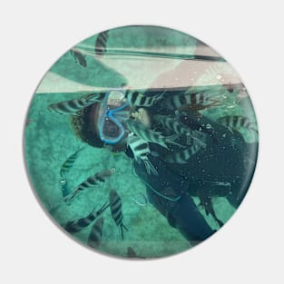 Scuba Diving Photographic Print Pin