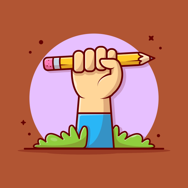 Cute Hand With Pencil Cartoon Vector Icon Illustration by Catalyst Labs