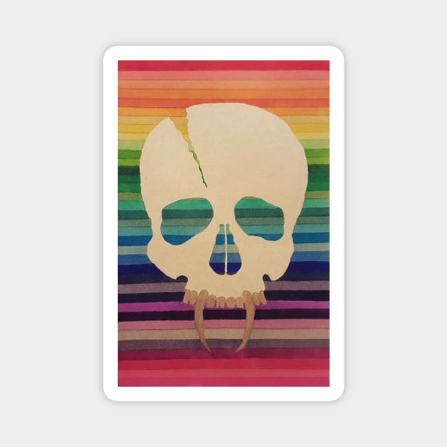 Rainbow Skull Magnet by colleen.rose.art