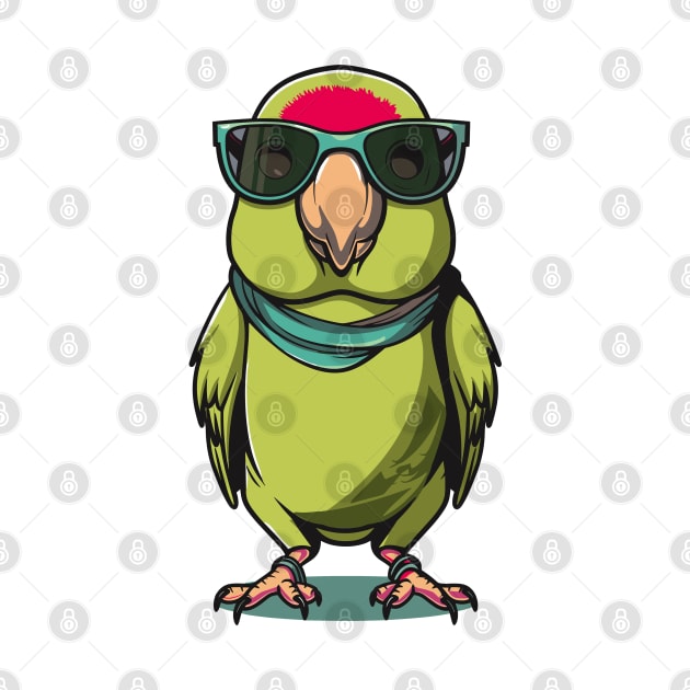 Tropical Green Cheek Exotic Birds Sunglasses wearing birds by RetroZin