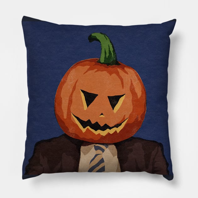 Pumpkin Head Dwight Shrute Pillow by StrayArte