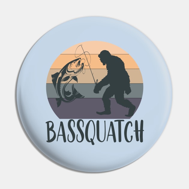 Bassquatch fisherman funny bigfoot gift Pin by DODG99