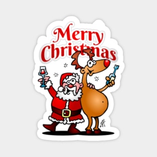 Merry Christmas - Santa Claus and his reindeer Magnet