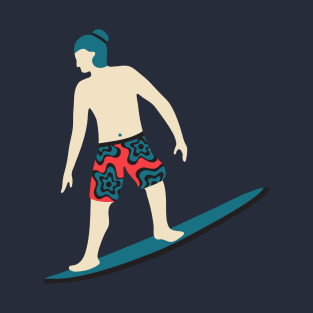 STOKED SURFER DUDE Tropical Summer Ocean Surfing Surfboard Sports - UnBlink Studio by Jackie Tahara T-Shirt