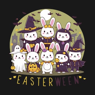 Cute Bunnies in Costumes Easterween Celebration T-Shirt