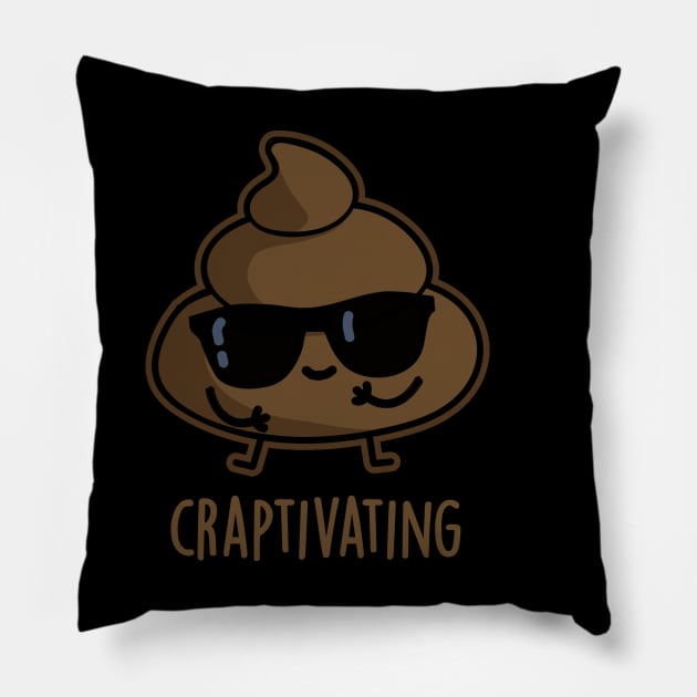 Craptivating Cute Cool Poop Pun Pillow by punnybone