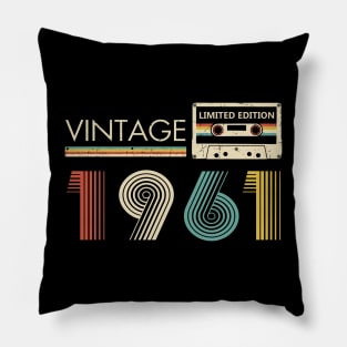 62nd Birthday Vintage 1961 Limited Edition Cassette Tape Pillow