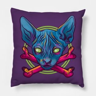 Cat and Cross Bones Pillow