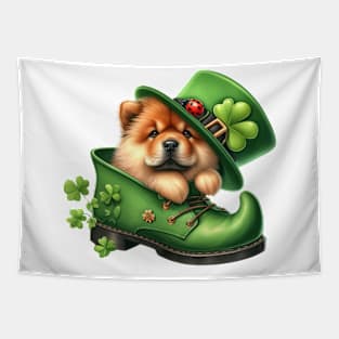 Chow Chow Dog Shoes For Patricks Day Tapestry