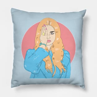 illustration women hand eyes Pillow