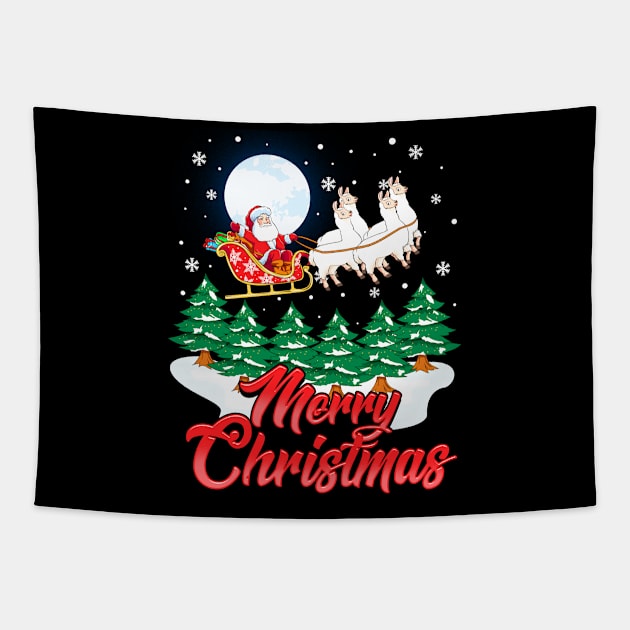 Funny Llama Santa Merry Christmas Gift Xmas Alpaca Design Tapestry by Dr_Squirrel