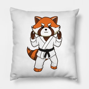 Cartoon red panda doing judo Pillow