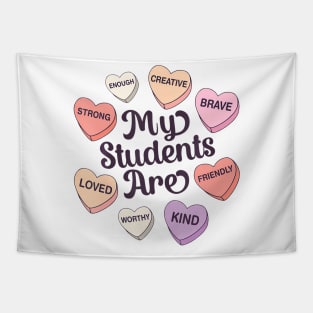 Teacher Valentines Day Positive Affirmations Candy Heart Tapestry