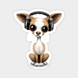 Cute Chihuahua Puppy Dog Wearing Headphones Magnet