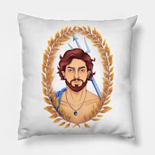 Poseidon Olympian God Greek Mythology Wreath Style Pillow