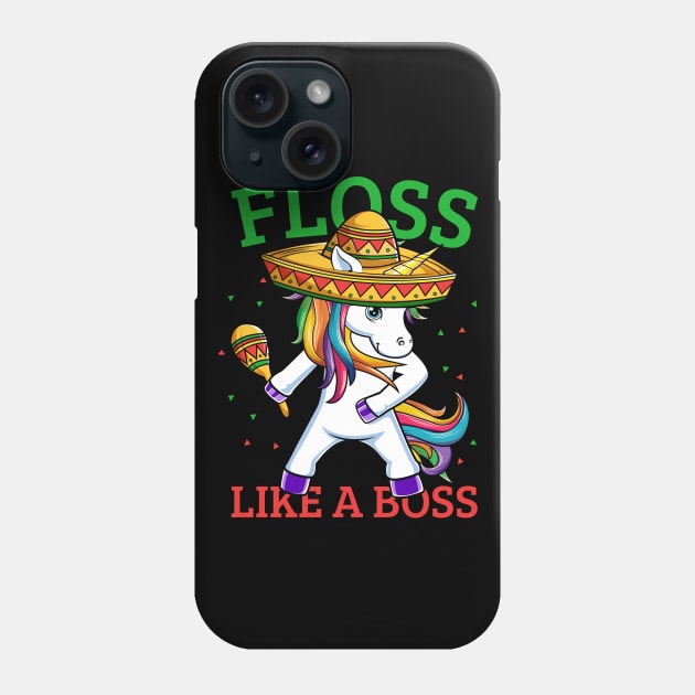 Floss Like A Boss Unicorn Sombrero Flossing Dance Phone Case by HCMGift