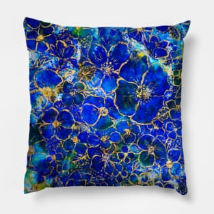 Floral abstract blue 1 Pillow