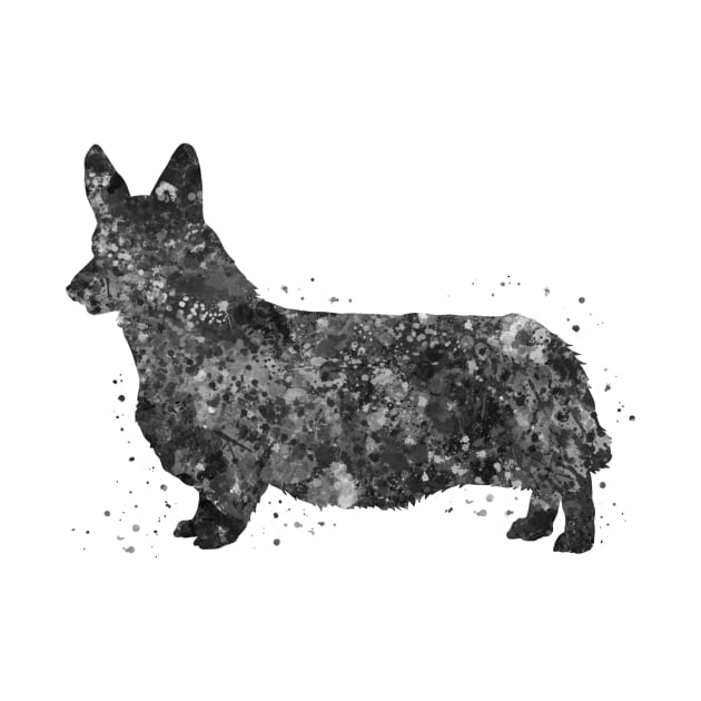 Corgi dog black and white by Yahya Art