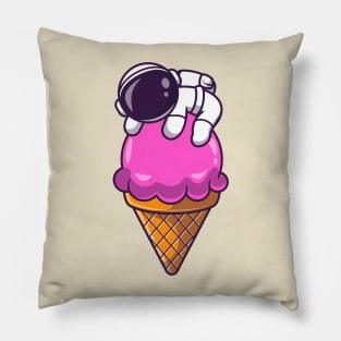 Astronaut On Ice Cream Cone Cartoon Pillow