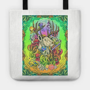 Deer Head Engraving Surrealism Artwork Tote