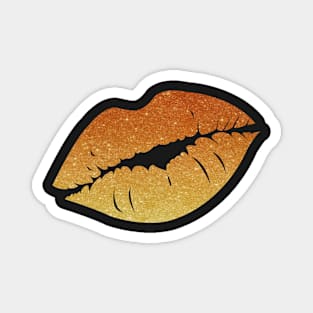 Orange Ombre Faux Glitter Lips Magnet