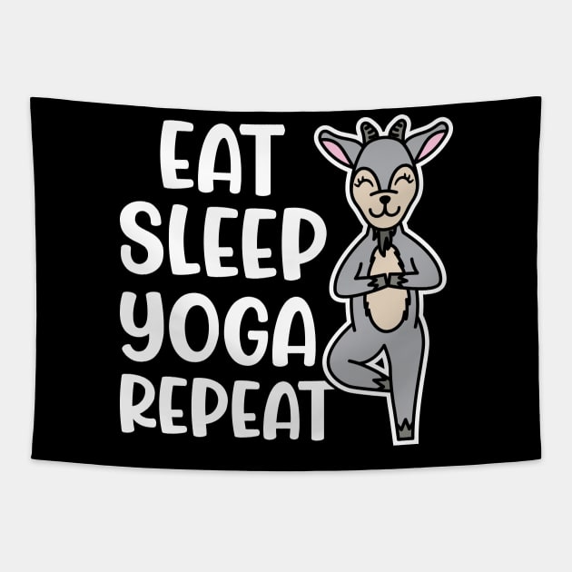 Eat Sleep Yoga Repeat Goat Yoga Fitness Funny Tapestry by GlimmerDesigns