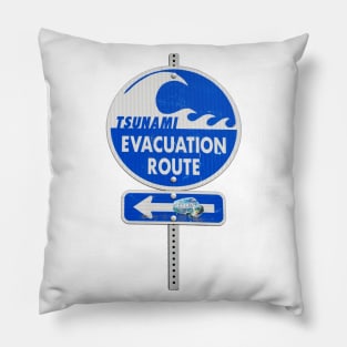 road sign tsunami (left arrow) Pillow