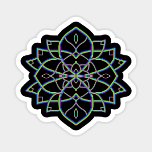 Rainbowdelic Mandala Flower Magnet