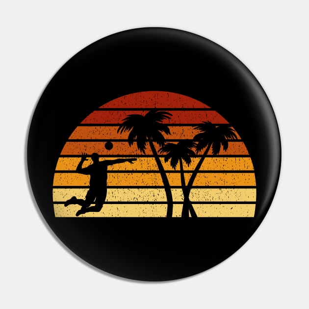 Vintage Sunset Volleyball Gift For Volleyball Players Pin by OceanRadar