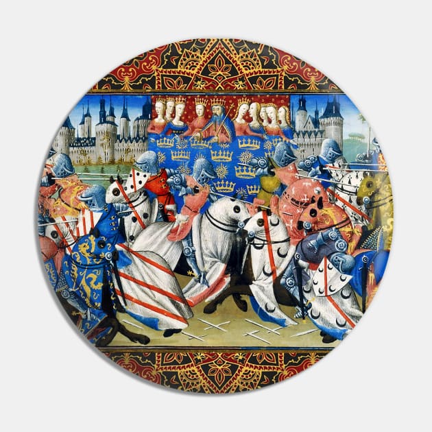 GALAHAD COMBATTING IN THE TOURNAMENT OF CAMELOT Arthurian Legends Medieval Miniature Pin by BulganLumini